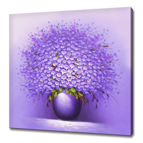 Purple Flowers in Vase, Modern Design Art Print