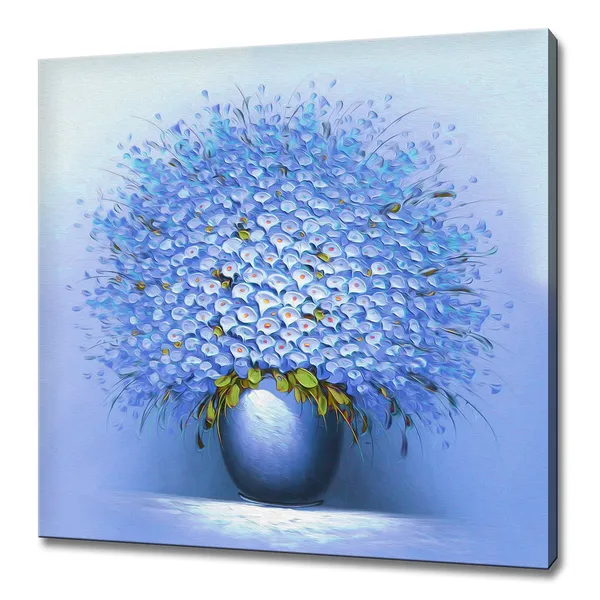 Blue Flowers in Vase, Modern Oil-Painting Art Print