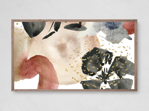 Golden Modern Botanicals Abstract Art Print