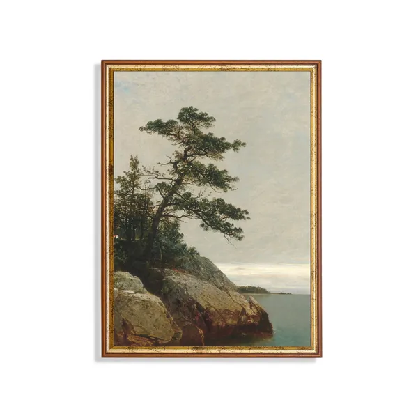 Vintage Pine Trees Coastal Landscape Art Print
