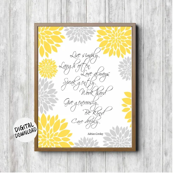 Dahlia Flower Live Simply Be Kind Quote Art Print