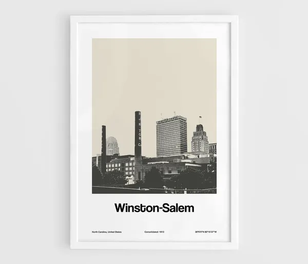 Winston Salem NC Skyline, Minimalist Art Print