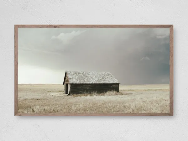 Weathered Barn Winter Christmas Reindeer Art Print