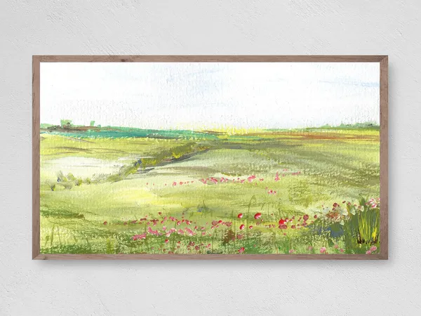 Flowers In The Field Painting, Classic Art Print