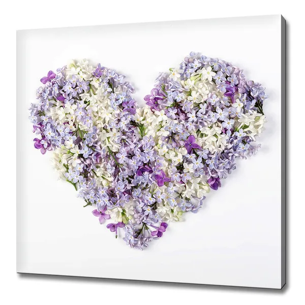 Lilac Spring Flowers Heart, Modern Love Art Print