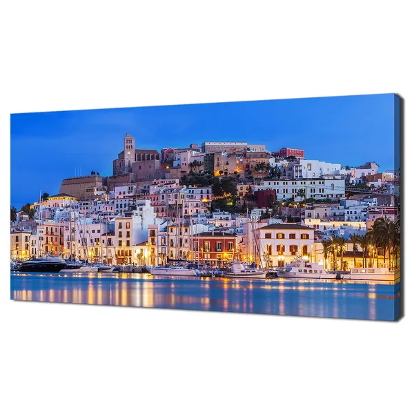 Ibiza Dalt Vila At Night Panorama, Modern Art Print