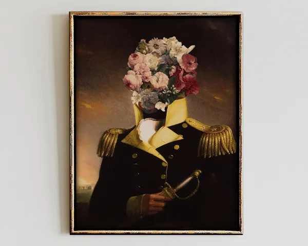 Floral Soldier Portrait Vintage Collage Art Print