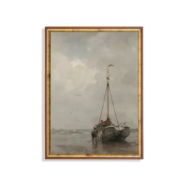 Vintage Sailing Boat Painting, Nautical Art Print