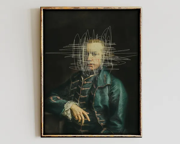 Antique Oil Painting Altered Portrait Of A Man, Vintage Print