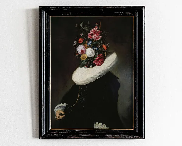 Baroque Oil Portrait Art Print, Vintage Decor