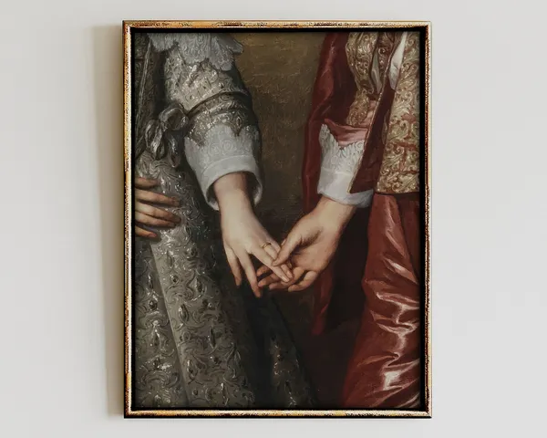 Altered Art Couple Bedroom Decor, Baroque Vintage Portrait