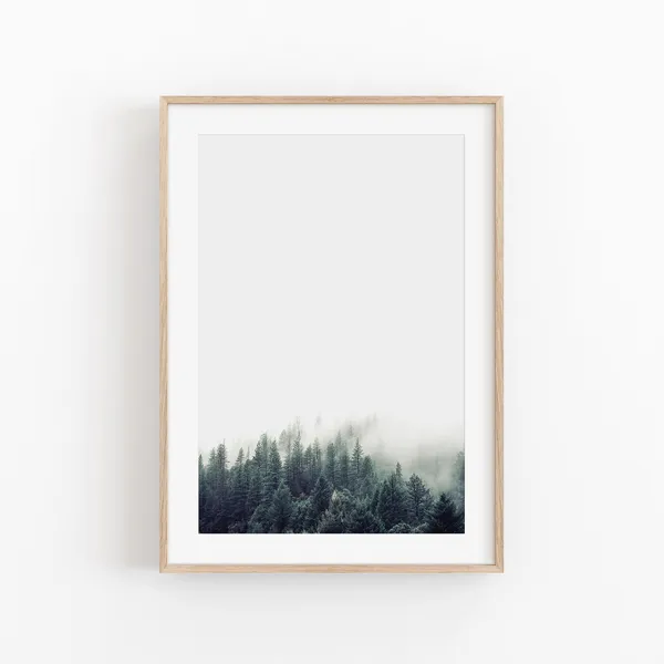 Pine Forest Print, Minimalist Nordic Forest Poster