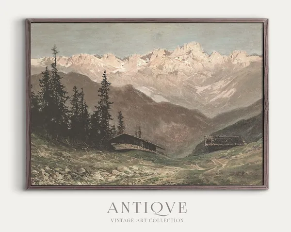 Landscape Mountain Poster, Cottage Decor