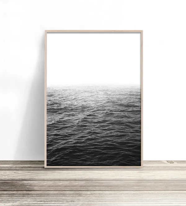 Ocean Black And White Photography Art Print, Coastal Decor
