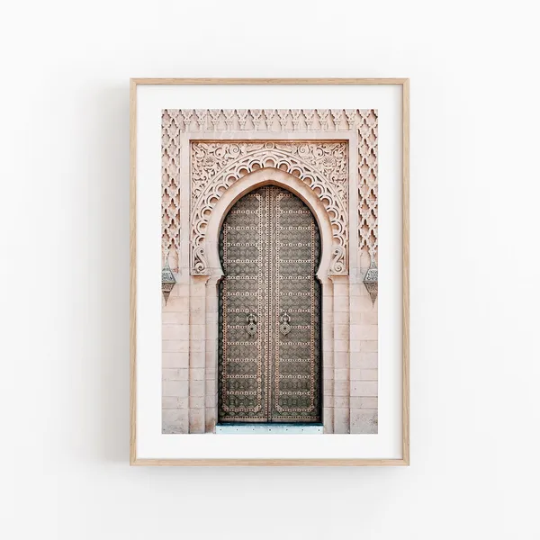 Moroccan Arabic Door Mosaic Art Print, Boho Decor