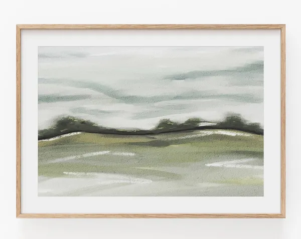 Watercolor Abstract Landscape, Minimalist Art Print