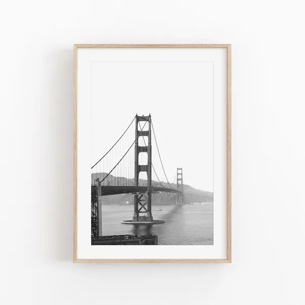 San Francisco Bridge Black and White Travel Poster