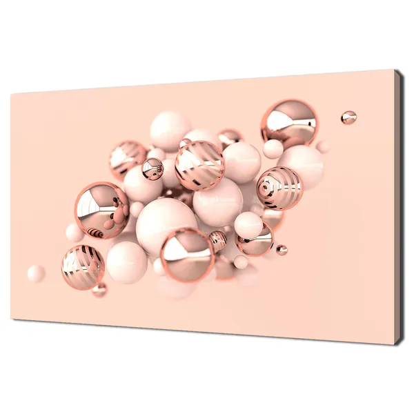 Pink and Rose Gold Abstract Balls Art Print, Modern Decor