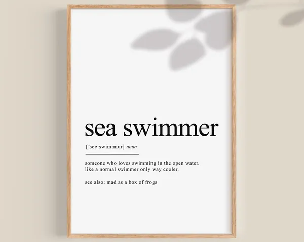 Sea Swimmer Definition Art Print, Gift For Her