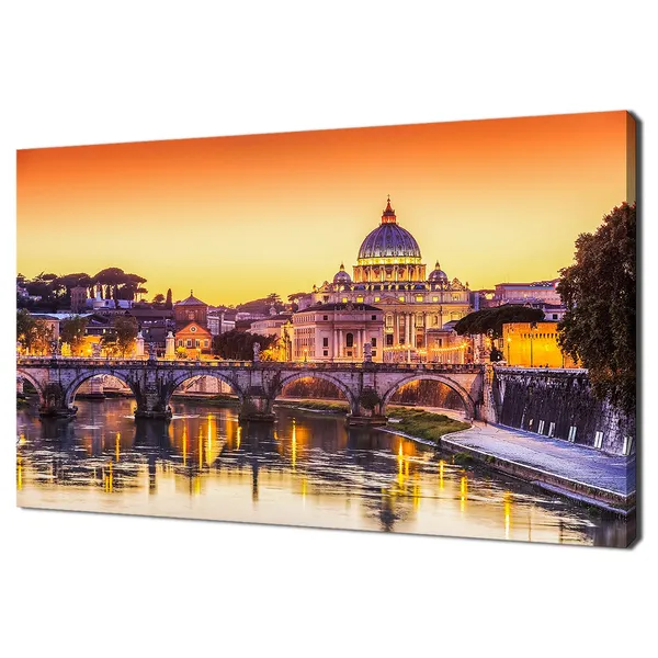 San Pietro Basilica and Ponte Sant'Angelo, Italy Travel Poster