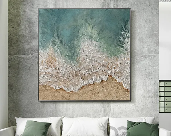 Abstract Coastal Sea Wall Art Print, Green Beach
