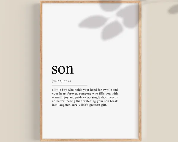 Son Definition Print, Personalized Gift Wall Art