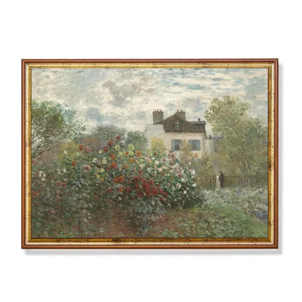Vintage Garden Landscape Art Print, Farmhouse Decor