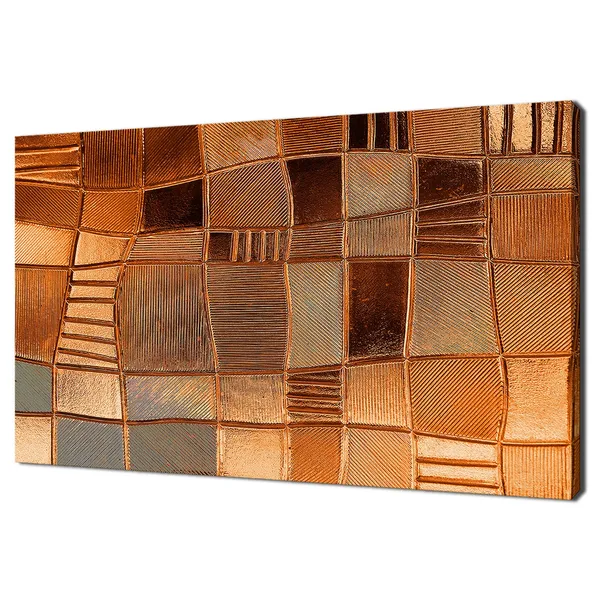 Copper-Gold Metallic Stained Glass Modern Art Print