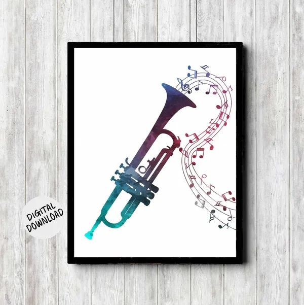 Trumpet Music Notes Jazz Big Band Art Print