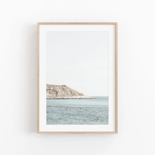 Mediterranean Sea Minimalist Poster, Beach Art Print
