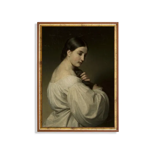 Vintage Portrait of a Young Woman, Antique Art Print