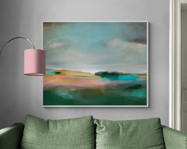 Green Landscape Farmhouse Art Print, Rustic Decor