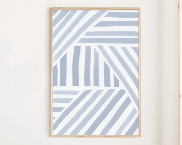 Baby Blue Print, Blue Stripe Minimalist Art Print