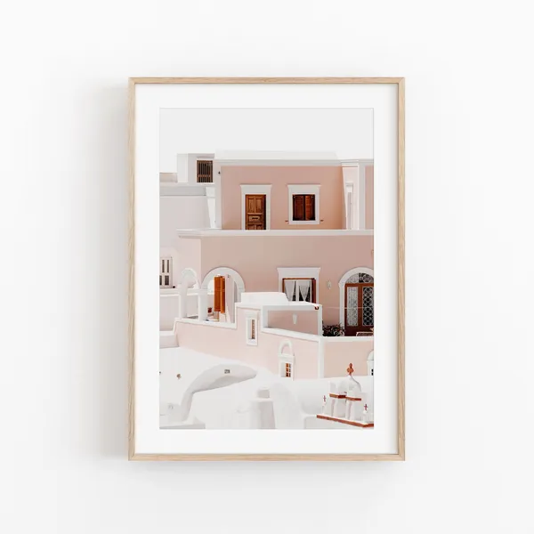 Santorini Cityscape Art Print, Greece Travel Poster