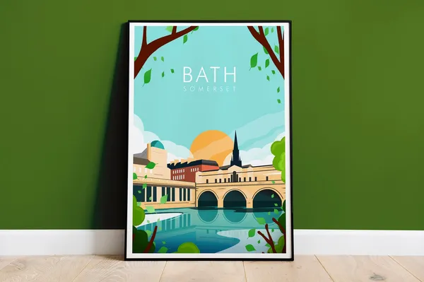 Bath Somerset Pulteney Bridge Travel Poster