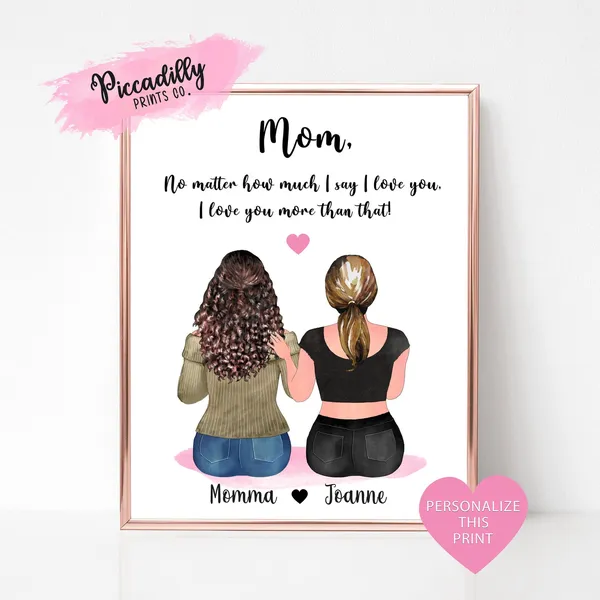 Custom Mother Daughter Portrait Art Print