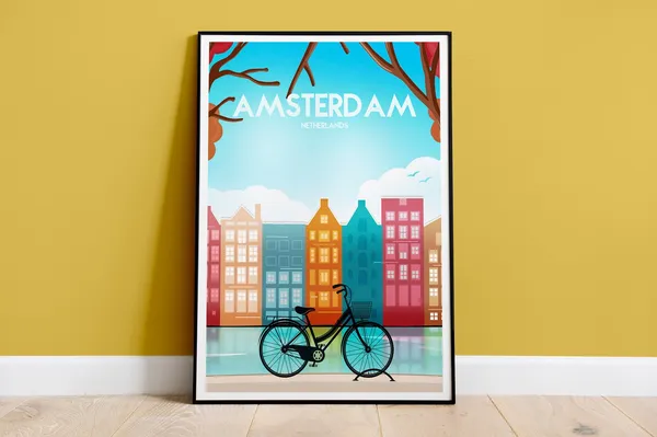 Amsterdam Travel Poster Print, Europe City Art