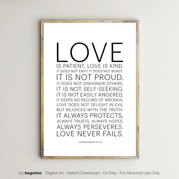 1 Corinthians 13:4-8 Love Is Patient Scripture Print