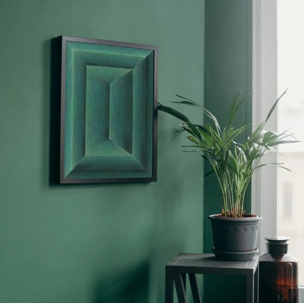 Emerald Green Abstract Geometric Wall Art Print - Image 3