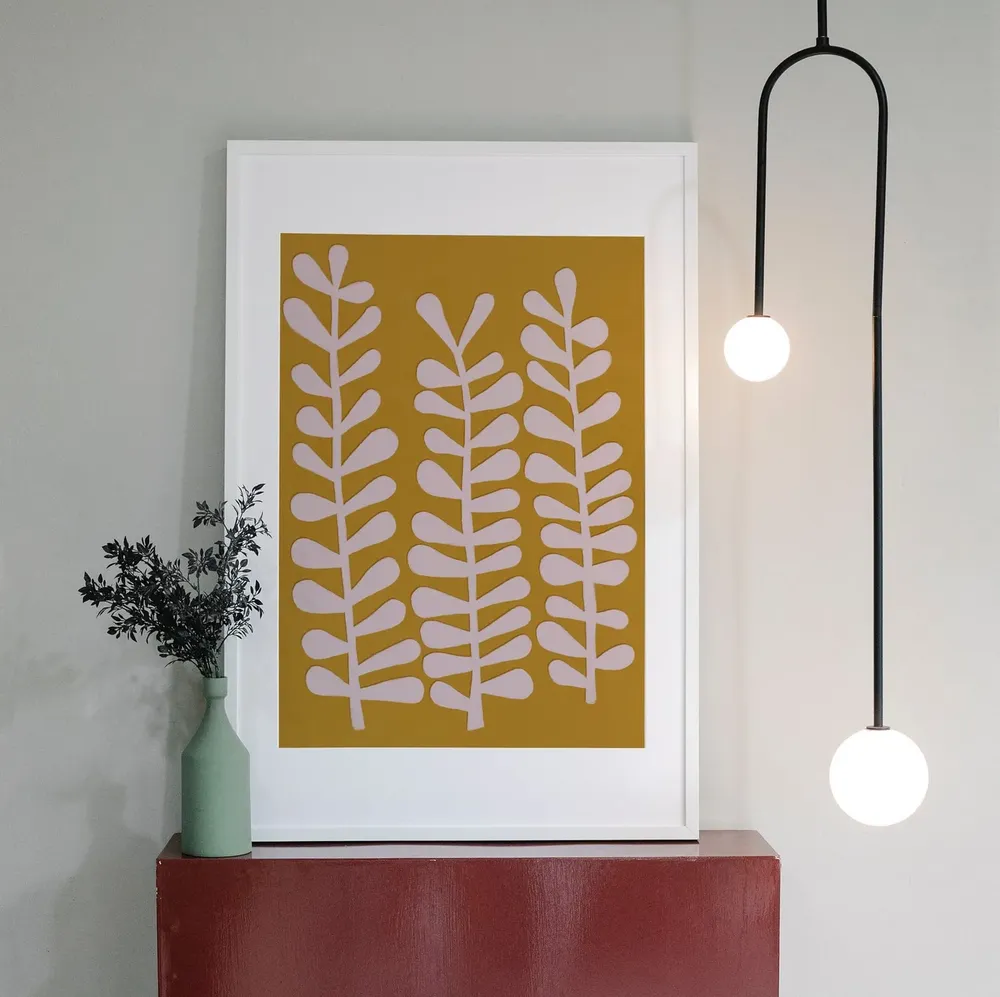 Mustard Yellow Abstract Art Print, Mid-Century Boho - Image 3