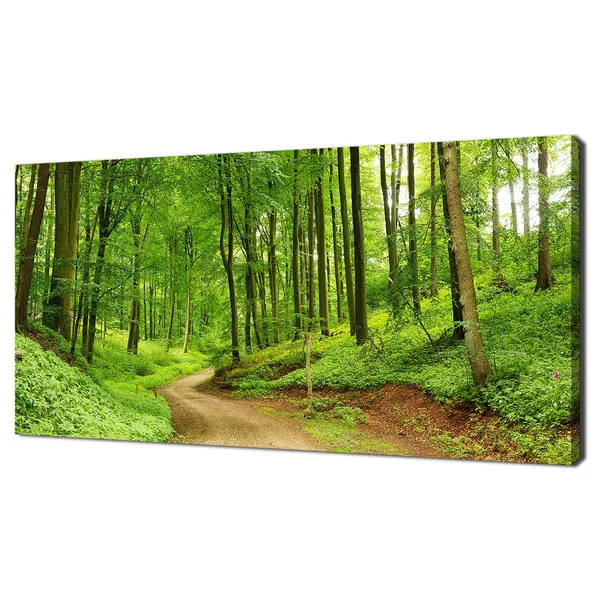 Road Path Through Green Forest Panorama Landscape Art Print