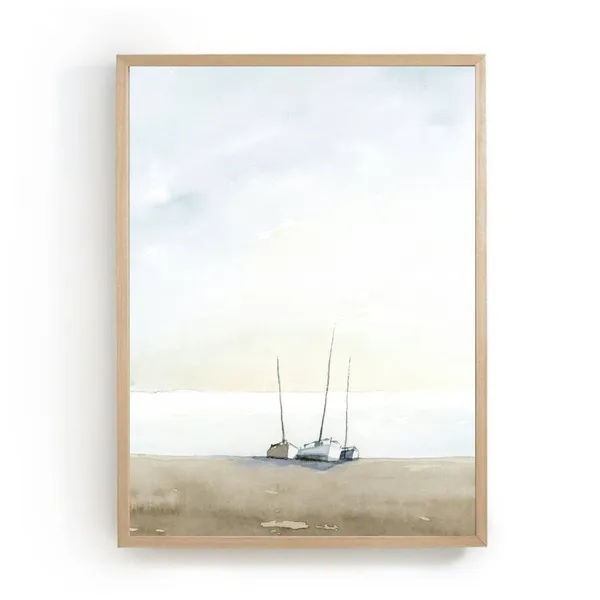 Minimalist Sea Watercolor Sailboat Art Print