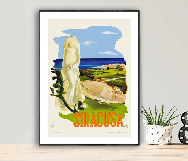 Siracusa Sicily Italy Vintage Travel Poster