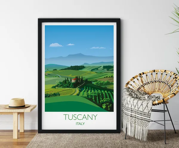 Tuscany Travel Poster, Italy Travel Print