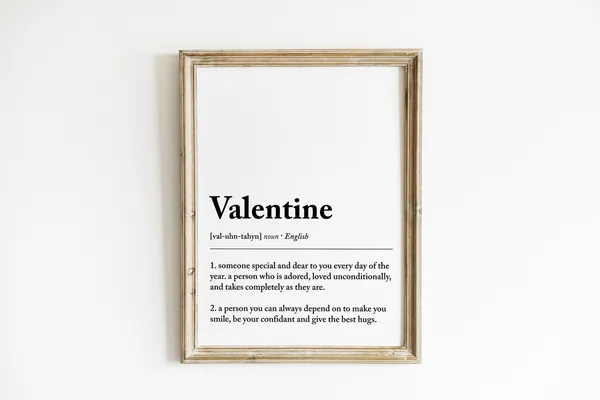 Valentine Definition Poster Print, Valentines Day Decor