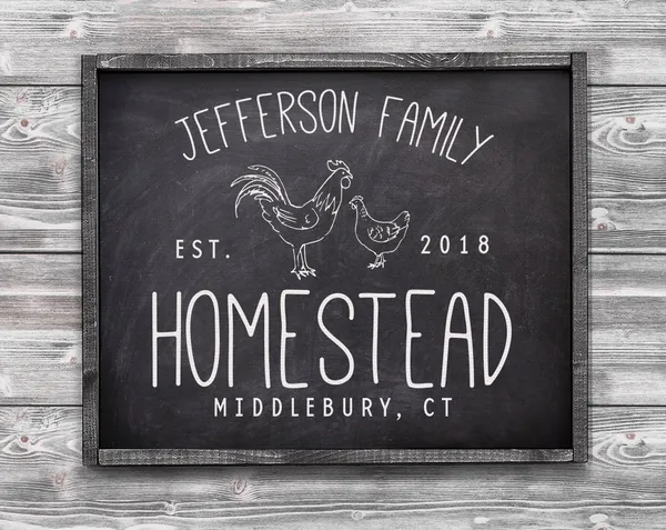 Personalized Homestead Sign, Faux Chalkboard Art Print