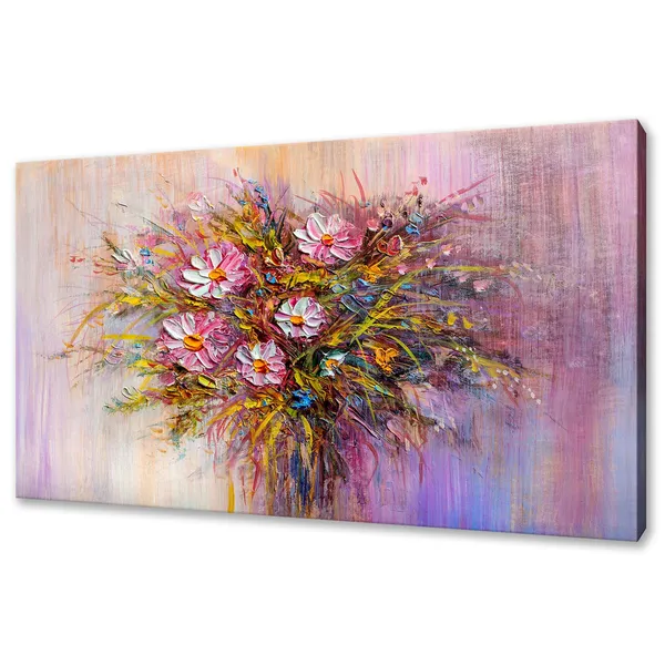 Pink White Wild Flower Bouquet, Modern Art Print