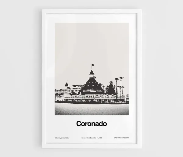 Coronado California Minimalist Custom City Art Print