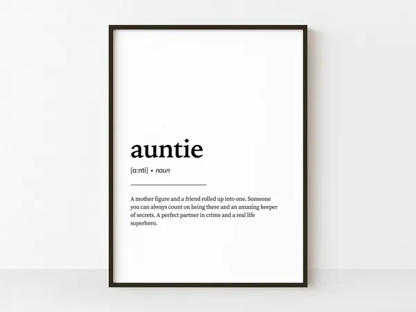 Auntie Definition Quote Art Print, Gift for Aunt