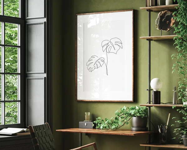 Monstera Albo Line Art Print, Minimalist Decor